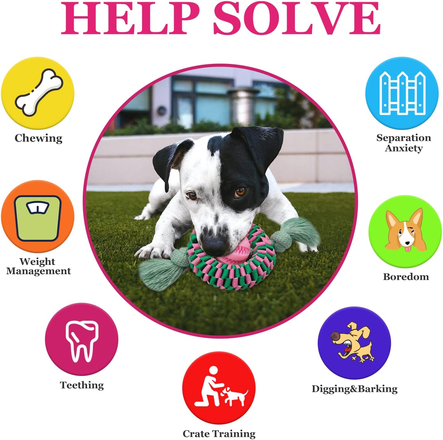 Juguete Masticable para Perro Pelota Dispensadora de Comida Cuerda Nailon Trenzado