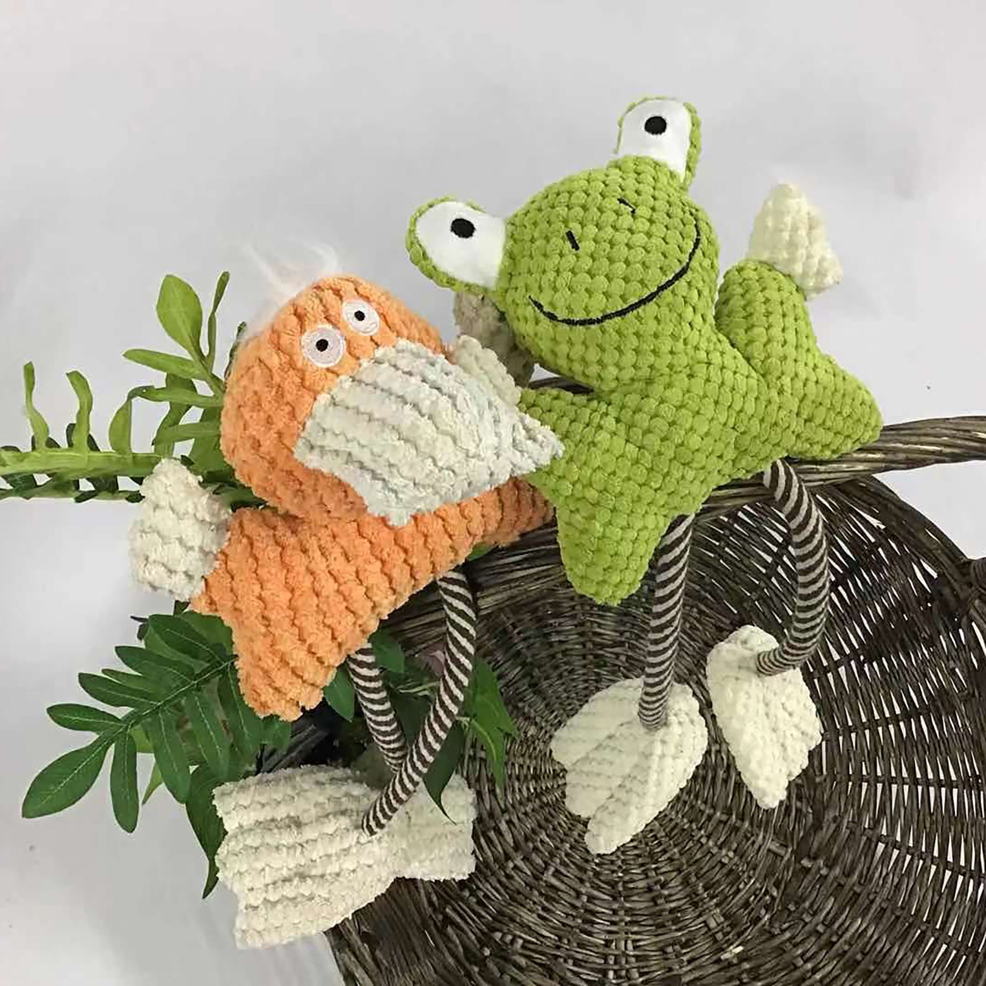 Juguete Rana Pato de Cuerda de Algodón con Sonido para Mascota Perro