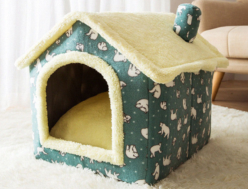 Caseta Felpa Plegable de Invierno para Perro Gato