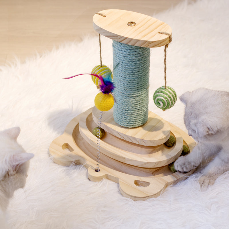 Rascador Interactivo para Gato Madera Maciza Modelos a elegir