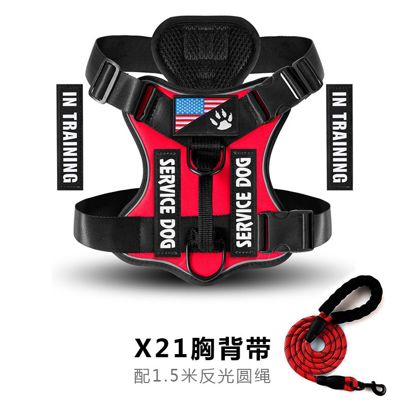 Arnés Correa de Pecho Táctica Reflectante para Perro Mascota
