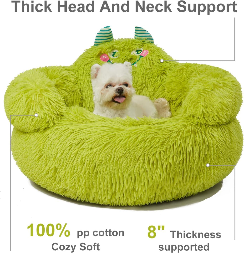 Cama Relajante para Perro y gato con Respaldo Alto y Forma de Donut.