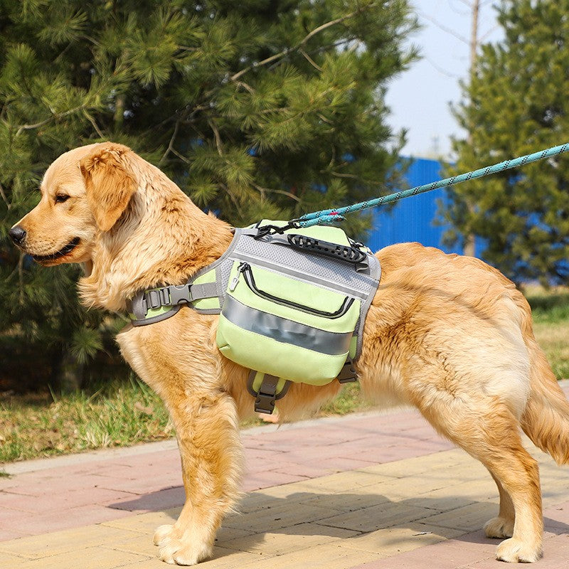 Ejemplo Arnés táctico con bolsos laterales para perro color verde 
