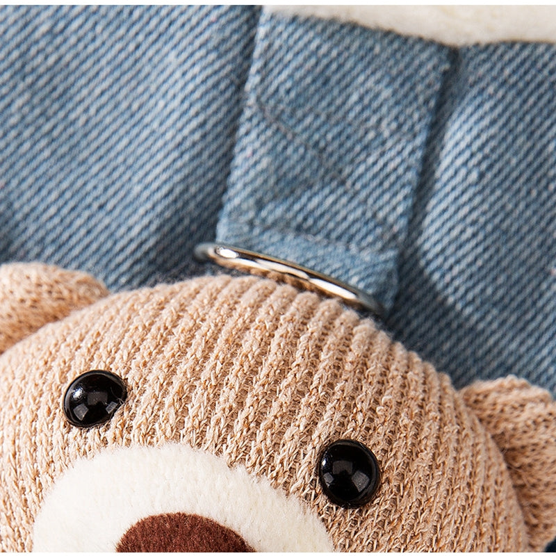 Chaqueta Denim para Perro Mascota Estilo Coreano para Otoño e Invierno con Osito Peluche