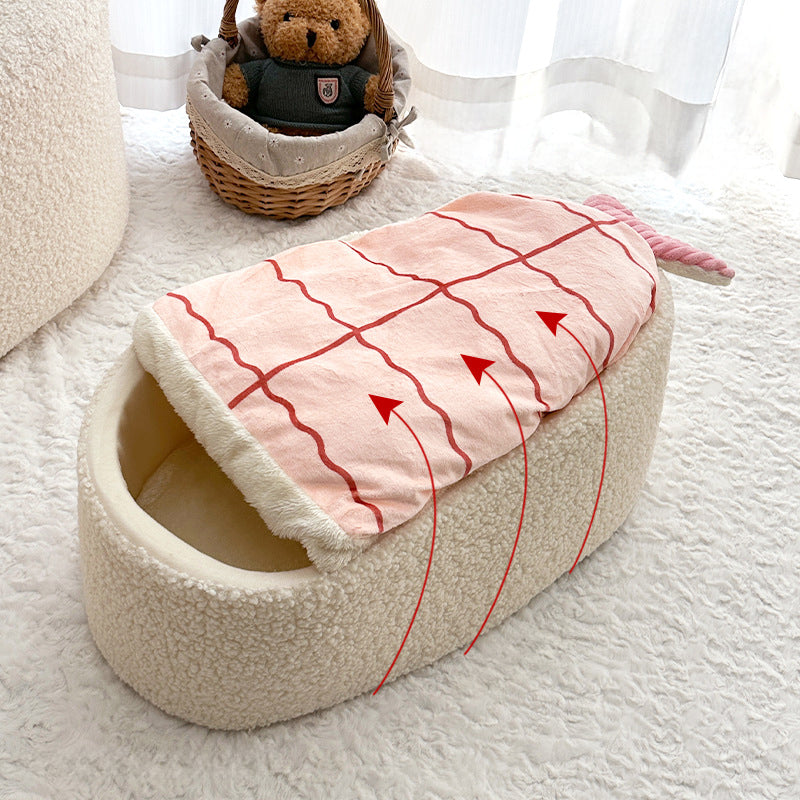 Cama Colchón para Mascotas con forma de Sushi Extraíble y Cálido