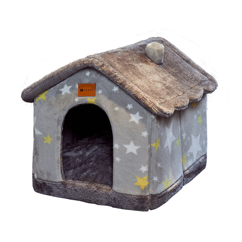Caseta Felpa Plegable de Invierno para Perro Gato