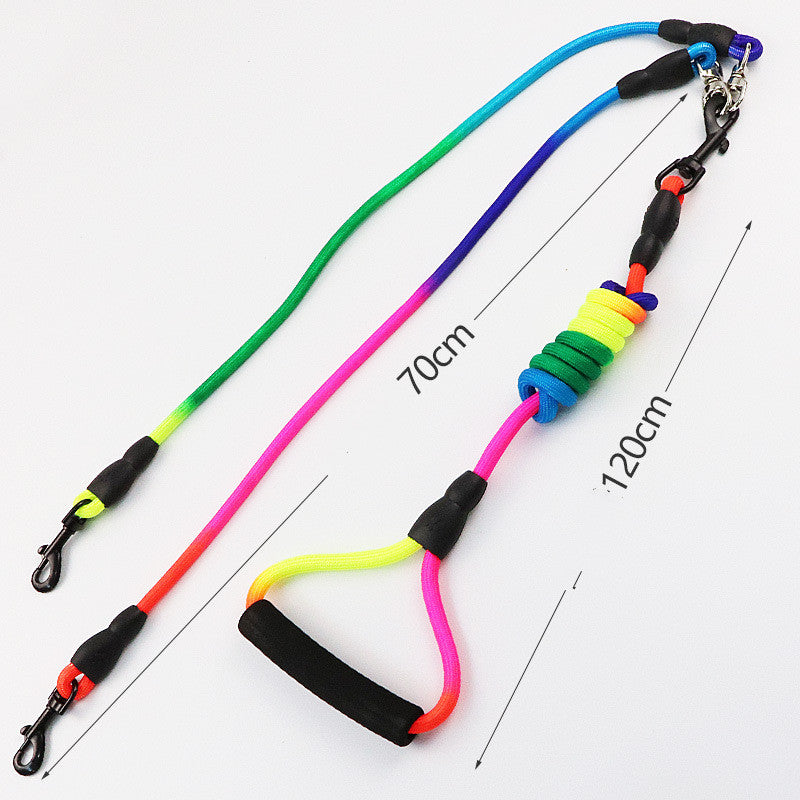 Correa Doble Colorida Multicolor para Perro Asa Antideslizante.