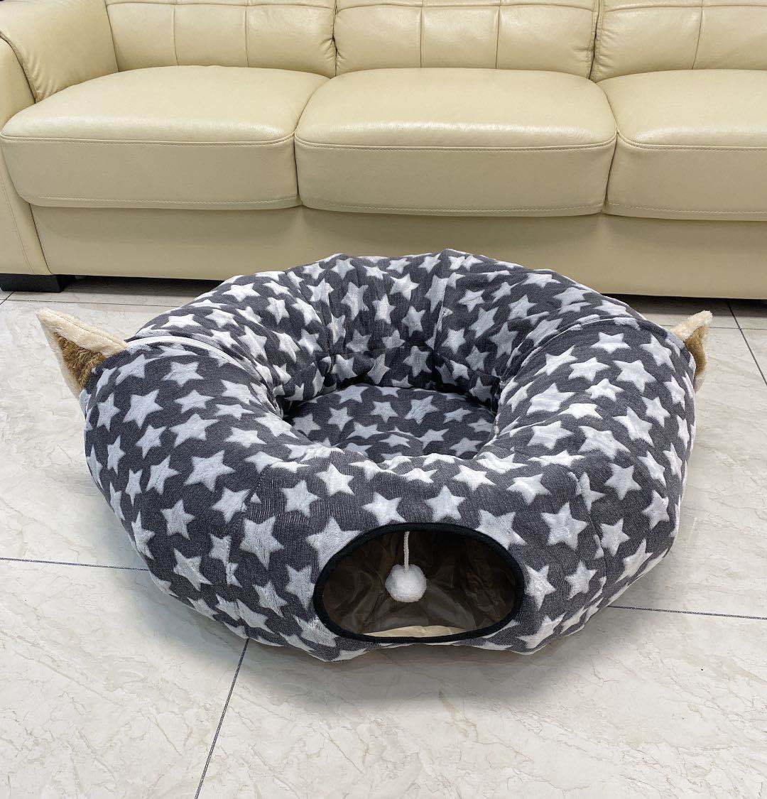 Cama Nido - Tunel Pleglable para Gato  2 en 1 Diversion y Descanso Asegurado