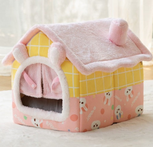 Caseta Felpa Plegable de Invierno para Perro Gato