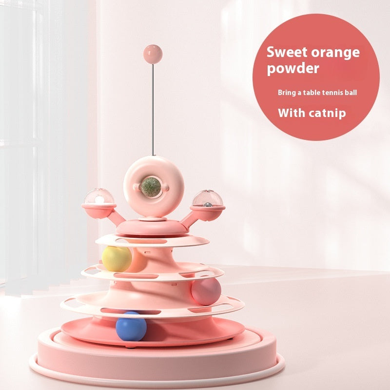 Torre de Juguete 4 Niveles para Gato Plataforma Giratoria Bolas Giratorias.