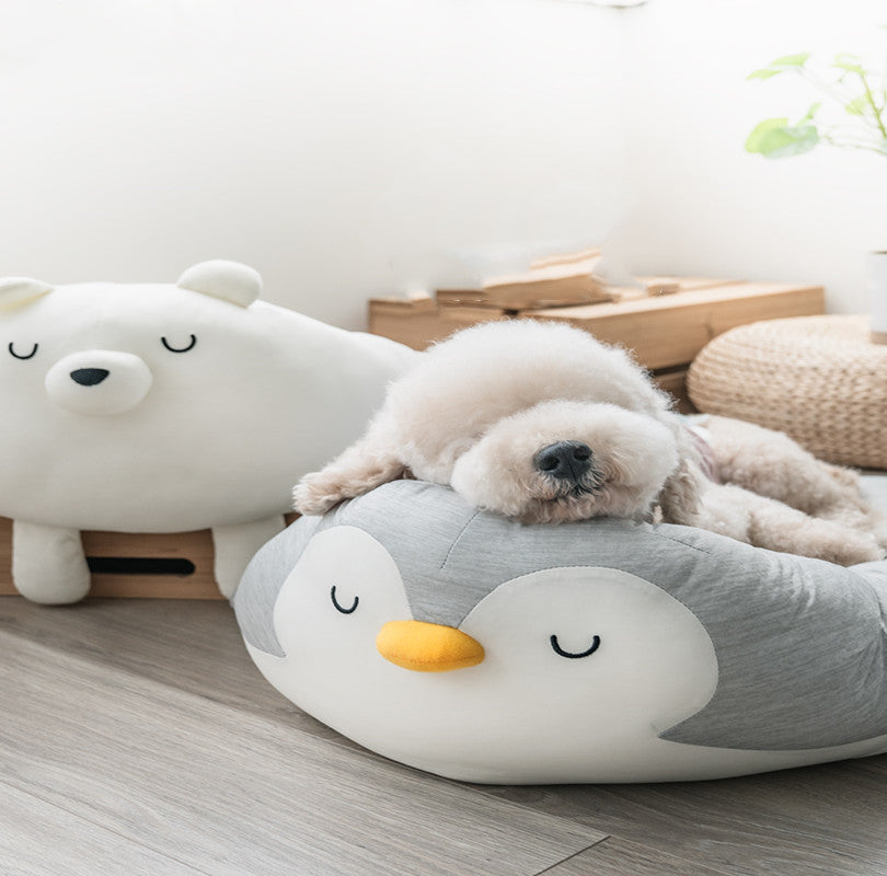 Cama Forma Oso Pingüino para Mascota Perro Gato Verano
