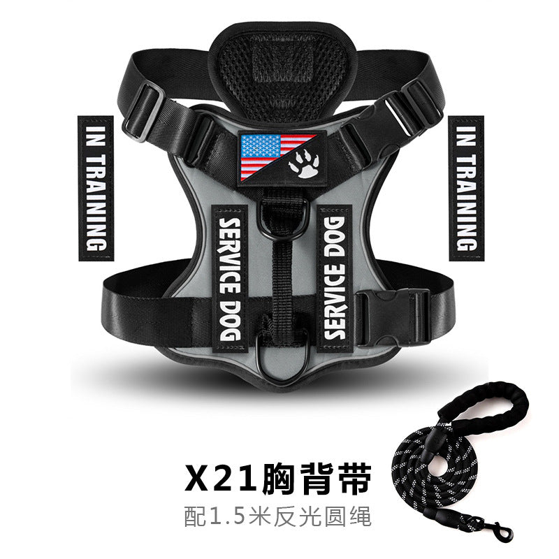 Arnés Correa de Pecho Táctica Reflectante para Perro Mascota