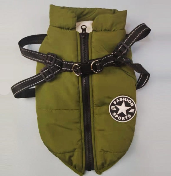 Ropa Chaqueta con Arnés Sencilla y Creativa de Otoño e Invierno para Mascota Perro