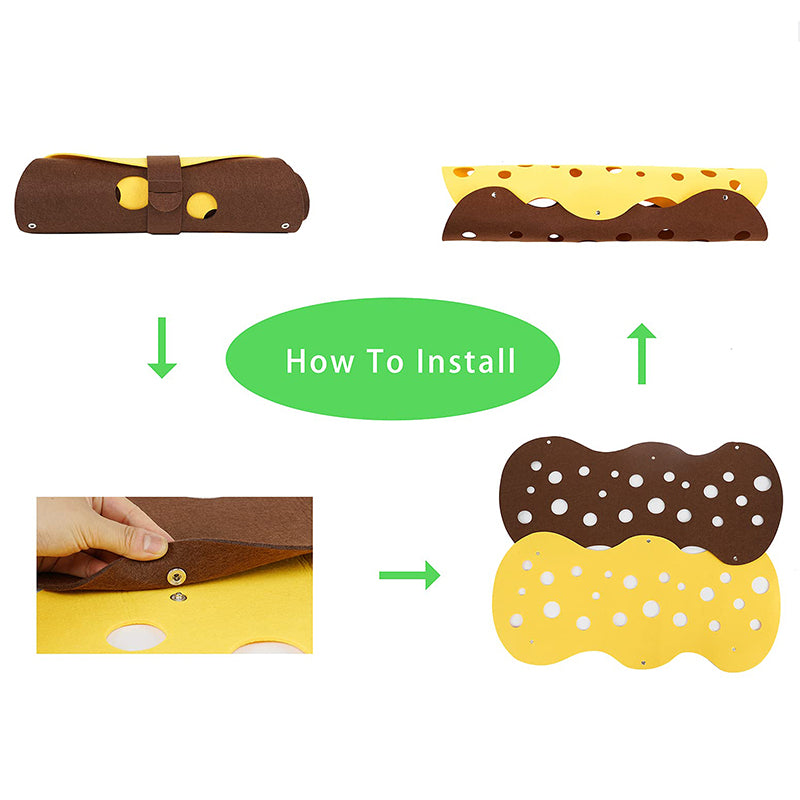 Túnel para Gato, Juguete Fieltro con Pompones, Nido Deformable y Plegable