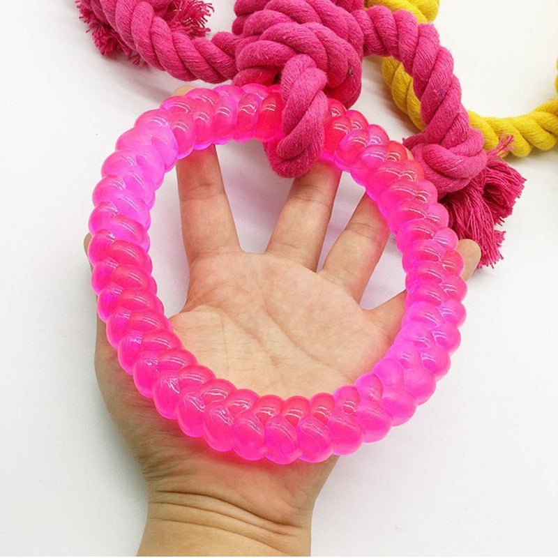 Juguete Interactivo para Perro Aro Silicona y Cuerda Bends And Hitches