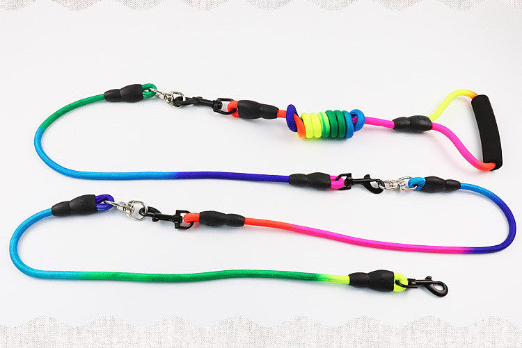 Correa Doble Colorida Multicolor para Perro Asa Antideslizante.