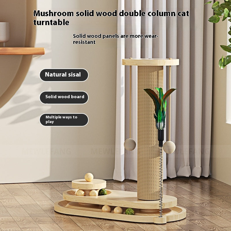 Varios Modelos de Rascador Juguete Giratorio de Madera Maciza para Gato