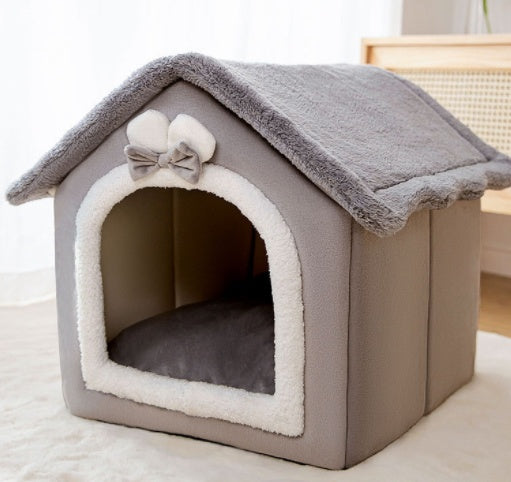 Caseta Felpa Plegable de Invierno para Perro Gato