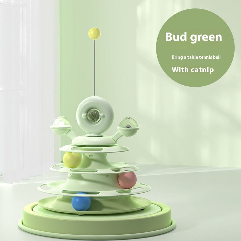 Torre de Juguete 4 Niveles para Gato Plataforma Giratoria Bolas Giratorias.