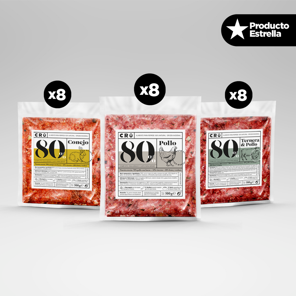 Super CRU Box Dieta BARF para Perro 24 paquetes 500 Gramos